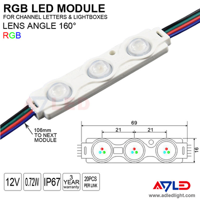 Le module de RVB LED allume la couleur imperméable du Signage 3 de contre-jour de SMD 5050 changeant 12 volts