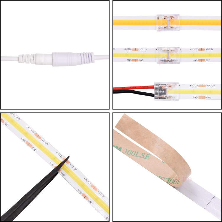 UL Flexible LED Strip Famous Chip 24V Ultra Thin Silicone 10mm carte PCB IP20 528 lampes à LED à base de cob